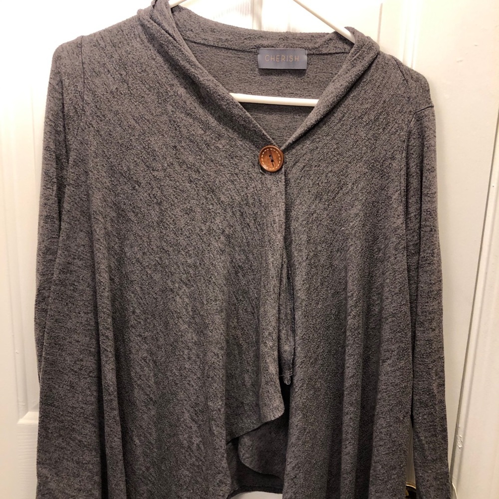 Grey One Button Cardigan